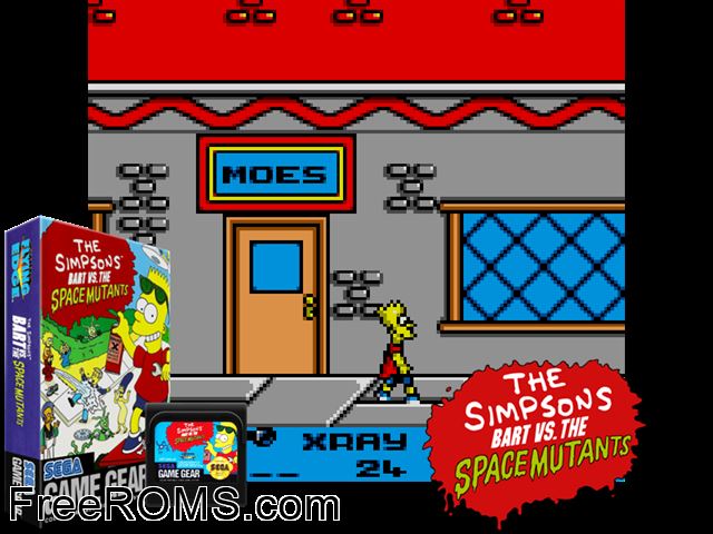 Bart vs the World alt Game Gear game showing 3D box cover and gameplay screenshot